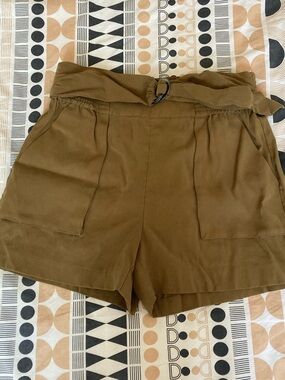Dynamite Olive Paperbag Waist Shorts with Belt